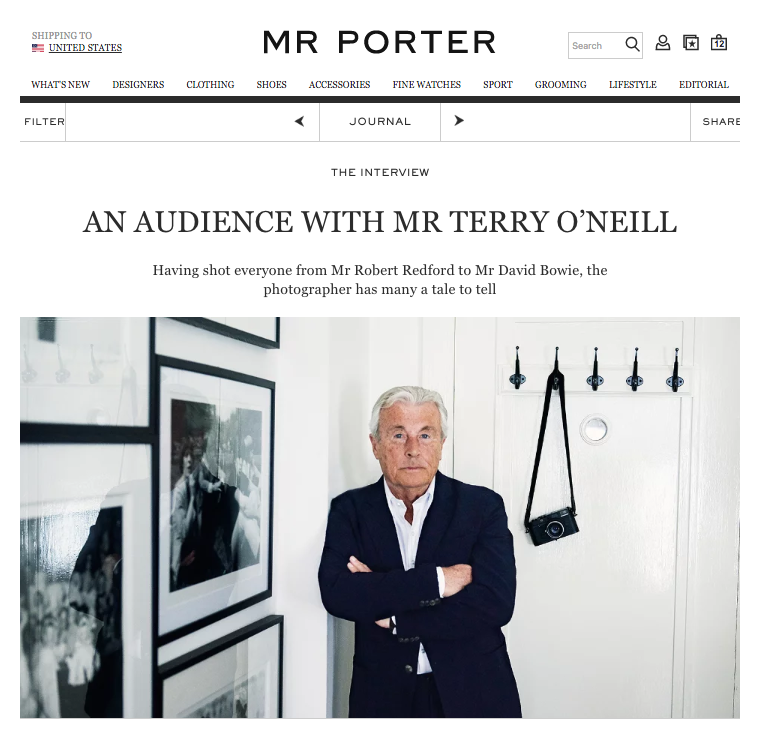 Mr Porter - Terry O'Neill Interview - Sonic Editions