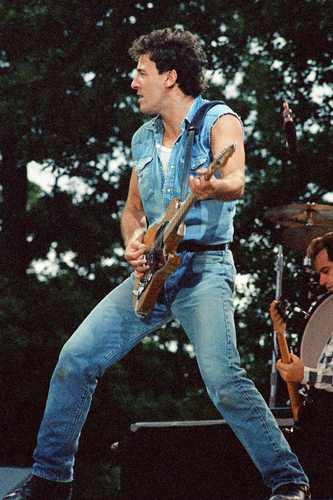 Bruce Springsteen and the E Street Band playing at Roundhay Park in Leeds