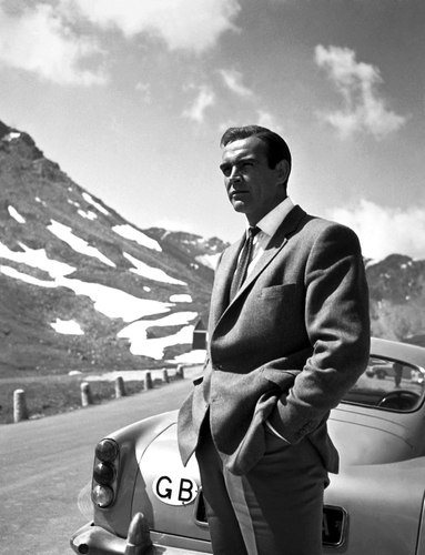 Sean Connery photographed during filming of the James Bond classic 'Goldfinger' in 1964.