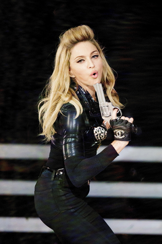 Madonna performs during the opening night of the UK leg of her MDNA Tour in Hyde Park on July 17