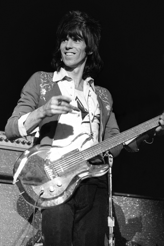 Keith Richards of The Rolling Stones photographed on stage in Detroit.